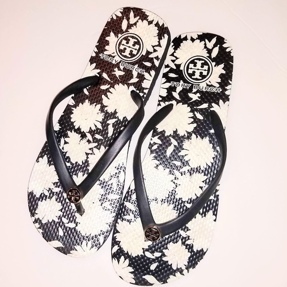 tory burch floral flip flops